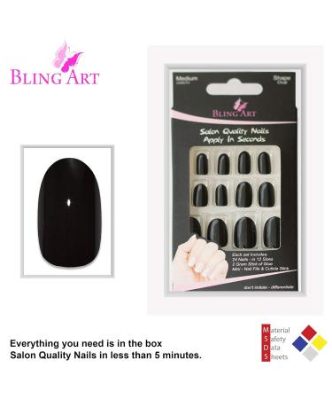Buy Dark Beauty Bling Art Gel False Nails - 24 Glitter Medium Tips with Glue | Shop Quality Artificial Nails for International Shipping - Buy Online on GoSupps.com