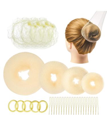 Lictin Hair Bun Maker Set Hair Bun Shaper Set with 3pcs Invisible Hair Nets for Bun 4pcs Donut Bun Maker 5pcs Hair Elastic Bands 20pcs U Shaped Hair Pins