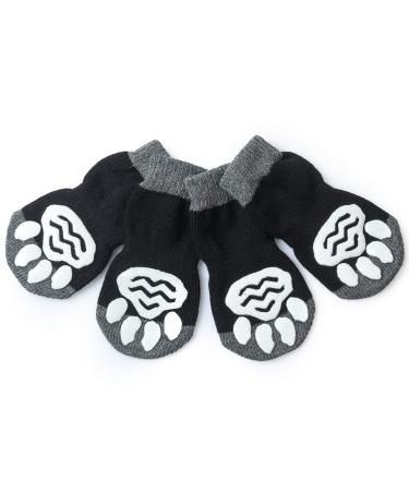 Pet Heroic 8 Sizes Anti-Slip Dog Socks Cat Socks Dog Cat Paw Protector with Rubber Reinforcement, Traction Control for Indoor Wear, Fit Extra Small to Extra Large Dogs Cats Black mode S