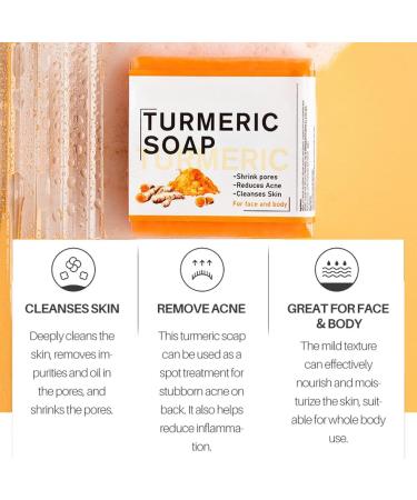 Turmeric Soap Turmeric Brightening Soap Turmeric Soap Bar For Face & Body Natural Soap For Moisturizing Shrinking Pores Cleaning Skin Acne Soap Ginger Extract Soap With Coconut Oil 100G - Buy Online on GoSupps.com