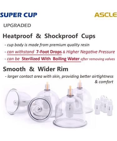ASCLE 12-Cup Cupping Set with Extra Thick Super Cups | Premium Quality - Buy Online on GoSupps.com