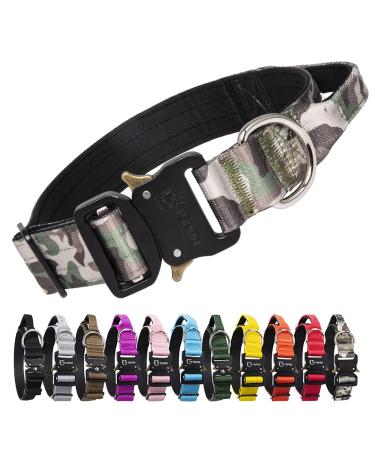 Tspro premium dog collar with handle thick adjustable dog collar heavy execution of quick lock metal buckle dog collar for small or medium-sized to large dogs (military green m) Handing version size M- (adjustable37-46cm) military green