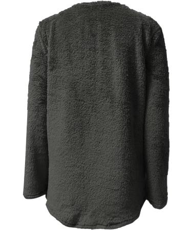 AMhomely Women's Plus Size Double Fleece Hoodie | V Neck Soft Teddy Fleece Jumper with Pocket | Dark Grey | Winter Lounge Tops - Buy Online on GoSupps.com