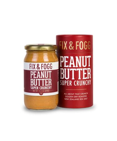 Super Crunchy Peanut Butter, Chunky Gourmet Peanut Spread, Keto and Vegan Friendly, No Sugar and Additives, Non-GMO, 13.2oz - Fix and Fogg