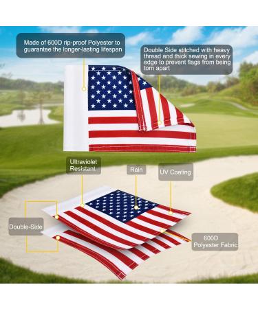 KINGTOP USA Golf Flag 6-Pack - Double-Sided American US Flags for Practice Putting Green - 420D Nylon Mini Pin Flags - 8 L x 6 H - Regulation Tube Flags for Yard - Buy Online on GoSupps.com