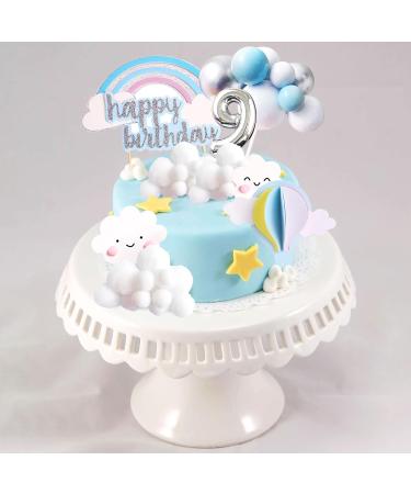 LaVenty On Cloud 9 Cake Decoration On Cloud 9 Birthday Cake Topper 9 Birthday Cake Decoration On Cloud 9 Party Supplies Cloud Cake Toppers Blue - Buy Online on GoSupps.com