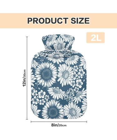 Mnsruu Hot Water Bottle with Soft Cover - Sunflower Daisy 2L | Perfect Gift for Women & Kids | Ideal for Christmas - Buy Online on GoSupps.com