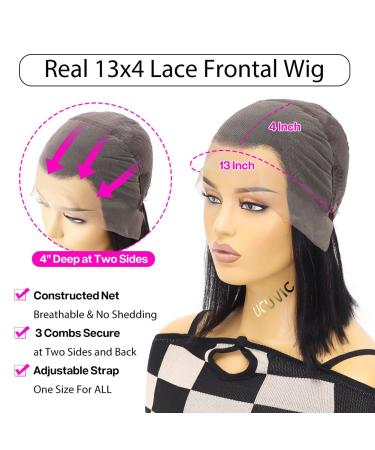 UCUVIC 13x4 HD Lace Front Bob Wig Human Hair for Black Women | Ailwelia Glueless Short Side Part BOB Wig 10 Inch - Pre Plucked, 180% Density - Buy Online on GoSupps.com