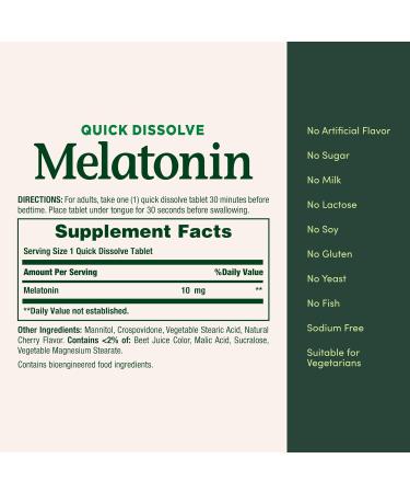 Nature's Bounty Melatonin 100% Drug Free Sleep Aid Dietary Supplement Promotes Relaxation and Sleep Health 10mg 45 Quick Dissolve Tablets (Pack of 2) - Buy Online on GoSupps.com