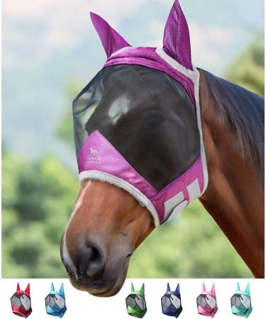 Harrison Howard Caremaster Pro Luminous Horse Fly Mask - UV Protection & Fleece Padding with Ear Protection - Lavender Purple (Size L 1-Pack) - Buy Online on GoSupps.com
