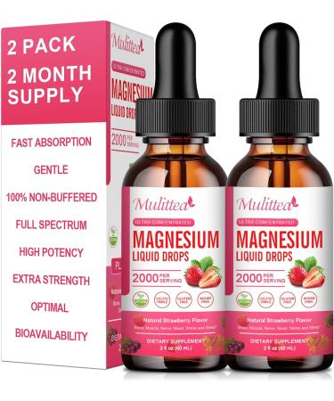 (2 Pack) Magnesium L-Threonate Supplement 1000mg with High Potency Magnesium 500 Glycinate & 500mg Citrate Sugar Free Strawberry Liquid Drops Promotes Nerv Relaxation Muscle Sleep Support. Strawberry 2 Fl Oz (Pack of ... - Buy Online on GoSupps.com