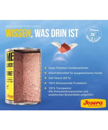 Josera Meat Lovers Turkey Wet Dog Food | High Meat Content & Cereal-Free | 6 x 800g Packs | Delicious Turkey & Juicy Broth - Buy Online on GoSupps.com