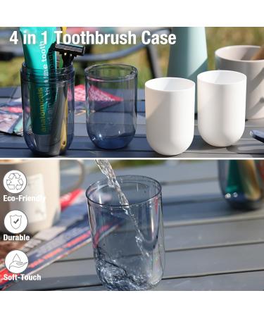 4 in 1 Portable Travel Toothbrush Holder - Multifunctional Toothbrush Cup & Case for Family Business School | Blue - Buy Online on GoSupps.com