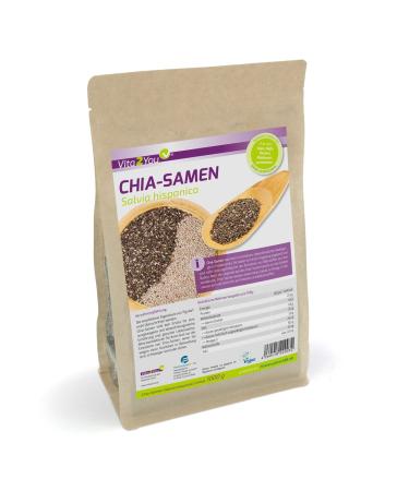 Vita2You Chia Seeds - 1kg zip bag - 1 pack (1000g) - Salvia Hispanica - Premium Quality