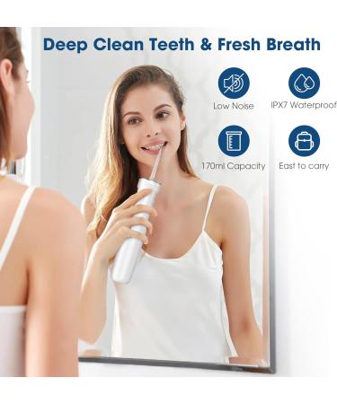 Portable Cordless Water Flosser with 5 Jet Tips - Rechargeable Dental Irrigator for Travel & Home - Mini White - Buy Online on GoSupps.com