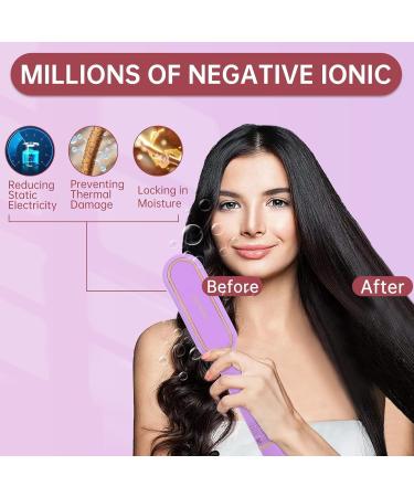 Buy Negative Ionic Hair Straightener Brush - 9 Temp Settings Fast Heating Anti-Scald - Perfect Hair Straightening Comb (Purple) - International Shipping Available - Buy Online on GoSupps.com