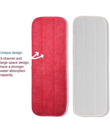 6 Pack Red Microfiber Replacement Mop Pads 18x6 - Reusable Wet & Dry Cleaning Refills for Home & Commercial Use - Buy Online on GoSupps.com