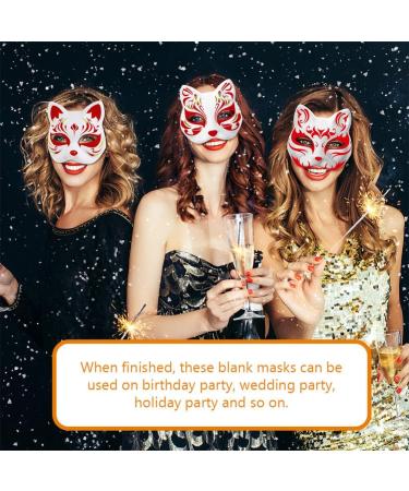 30 Pcs Cat Mask - Unpainted White Fox Therian Masks for DIY Carnival & Cosplay Accessories - Buy Online on GoSupps.com