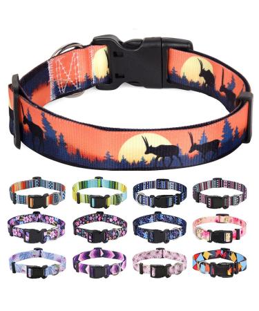 Mihqy dog collar adjustable soft & comfort dog collar Bohemian flowers geometric trunk design for small medium and large dogs (sunset XS) XS (neck circumference 20-30 cm width 1.5 cm) sunset)