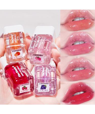 Fruit Pearlescent Plumping Lip Oil  Hydrating Lip Glow Oil Tinted Lip Balm Transparent Toot Lip Gloss  Shimmering Long Lasting Nourishing Lip Oil Tinted  Non-sticky Fresh Texture Glitter Shine Primer Lip Tint (Mix)