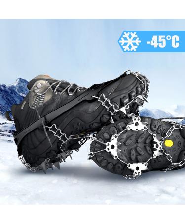 Wirezoll Ice Cleats Crampons for Hiking Boots - 24 Teeth Black Spikes for Men and Women - Buy Online on GoSupps.com