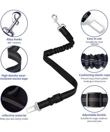 Adjustable Dog Car Seat Belt Harness Pet Safety Belt with Elastic Strap Dog Car Harness for Travel Black 20in-29in long - Buy Online on GoSupps.com