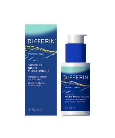 Night Cream with Hyaluronic Acid by the makers of Differin Gel, Restorative Night Moisturizer, Gentle Skin Care for Acne Prone Sensitive Skin, 2.5 oz