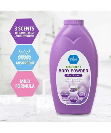 Med Pride Premium Talc-Free Baby Powder - Cornstarch Absorbent Formula for Odor & Moisture Protection - Paraben-Free, Lavender Scented - 13oz - Buy Online on GoSupps.com