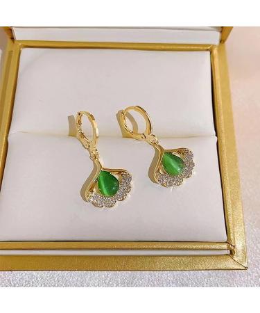 Earrings for Women Green Leaf Silver Stud Earrings Opal Leaf Buckle Earrings Premium Diamond Green Leaf Silver Stud Earrings Earrings for Women - Buy Online on GoSupps.com