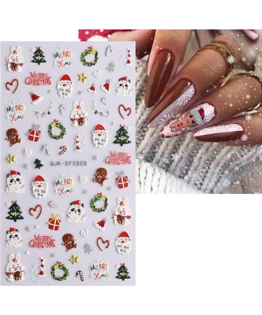 JMEOWIO 3D Embossed Christmas Glitter Nail Art Stickers Decals Self-Adhesive 5D Snowflake Xmas Winter Holiday Santa Cute Nail Supplies Nail Art Design Decoration Accessories 4 Sheets - Buy Online on GoSupps.com