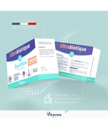  Vitavea Vitavea Ultrabiotic Balance - Gut Flora Food Supplement - Probiotics - 20 Billion Liver Bacteria - 5 Documented Strains - 90 Capsules - 3 Month Supply - Made in France - Buy Online on GoSupps.com