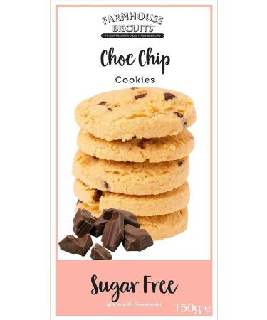 Farmhouse Sugar Free Chocolate chip Biscuits cookies 150g (Pack of 4) Diabetic friendly. Perfect for Gifting on christmas Easter Birthday's Mother & Father day - Buy Online on GoSupps.com