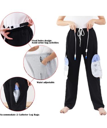 Catheter Leg Bag Pants with Double Pockets | Unisex XXL - Fits 2x 2000ml Leg Bags | Compatible with Nephrostomy Foley Suprapubic & Biliary Catheters - Buy Online on GoSupps.com