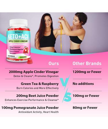 Apple Cider Vinegar Gummies - Max Strength 2000mg Keto ACV with Green Tea & Probiotics for Metabolism & Digestion | 120 Gummies (Pack of 2 - Buy Online on GoSupps.com
