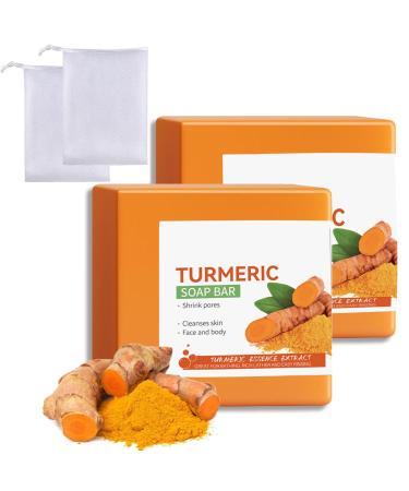 Turmeric Soap Nature Turmeric Soap Bar Handmade Face Soap for Body & Face Skincare Care Moisturizing Soap for Remove Acne Blackheads Dark Spot Hyperpigmentation Smooth Skin