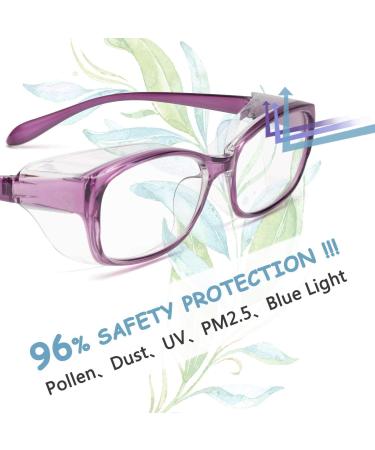 Anti Fog Bifocal Reading Glasses Safety Readers Blue Light Blocking for Men Women with Shields Anti UV400 Eyewear Purple 2.0 x - Buy Online on GoSupps.com