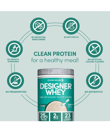 Designer Wellness Whey Protein Meal Replacement Powder - Organic Superfood Gluten-Free Vanilla Bean 1.72 lb - Buy Online on GoSupps.com