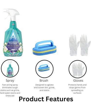 Bathroom Cleaner Spray Set - Bundle Includes Astonish Bathroom Spray 750ml Durable Cleaning Sponge and Pair of Disposable Gloves - Restores Bathroom Shine by Removing Tough Dirt - Buy Online on GoSupps.com