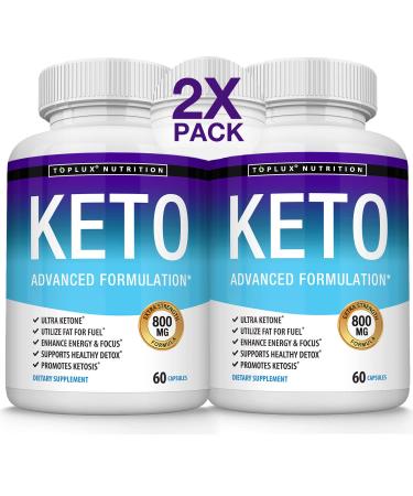 Toplux Keto Pills Ketosis Diet - Natural Ketosis Using Ketone & Ketogenic Diet, Support Energy & Focus, Support Keto Diet Perfect for Men Women, 60 Capsules, Supplement Two