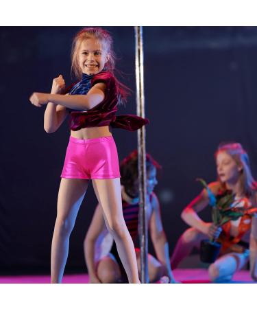 Resinta 2 Pack Girls Gymnastics Shorts | Tumbling Glitter Ballet Dance Athletic Sparkle Shorts | 5-6 Years | Hot Pink & Black - Buy Online on GoSupps.com