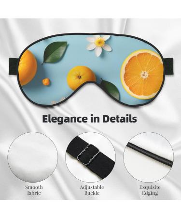 Soft Yellow Blossom & Orange Fruits Eye Mask | Adjustable Breathable Sleep Mask | Light Blocking Double-Sided Design - Buy Online on GoSupps.com