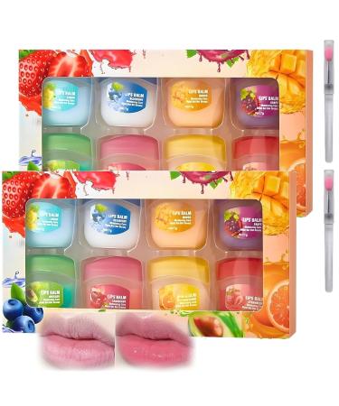 Set of 8 Pieces Fruity Lip Gloss and Balm Lip Balm and Moisturizing Set 8 Types of Fruity Lip MasksFor Dry Flakes Dull Lips Long Lasting Hydration2pcs