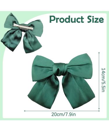 Bow Hair Clip Duckbill Clip Hair Bows for Women Big Bowknot Hairpin French Hair Clips with Ribbon Solid Color Hair Barrette Clips Soft Satin Silky Hair Bows for Women Girls(dark green-1pc) - Buy Online on GoSupps.com