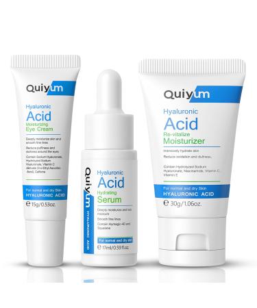 Travel Size Skin Care Set Hyaluronic Acid Travel Size Skincare Set Skin Care Routine For Women Girls Moisturizer Serum Eye Cream Hydrated & Balanced Skin TSA-Friendly Sizes 3pcs