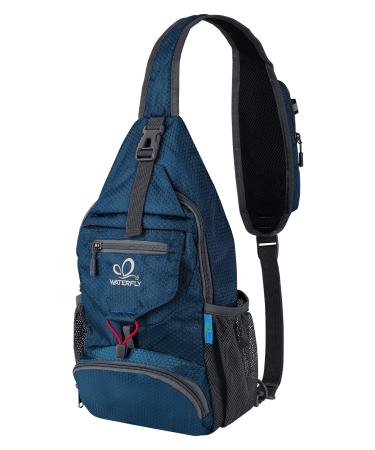Waterfly breast pocket sling bag small: foldable Mr. Crossbody bodybag crossbag crossover single chest backpack shoulder bag shoulder backpack cross body men travel hiking blue