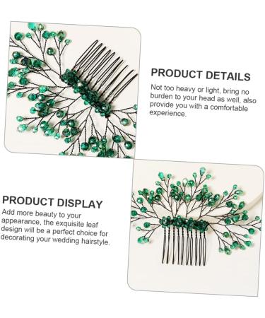 CIMAXIC Green Branches and Leaves Hair Comb bride wedding hair comb crystal hair side comb Leaf Wedding Hair Comb bride hair clip bridal hair clip green hair accessories leaf comb hairpin - Buy Online on GoSupps.com