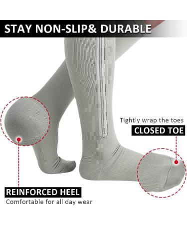 Ailaka Zipper Compression Socks 15-20 mmHg for Men Women - 4X-Large, Grey - Buy Online on GoSupps.com