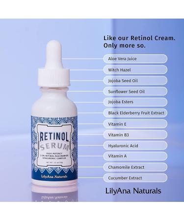 LilyAna Naturals Retinol Serum - 2.5% Pure Retinol for Dark Spots & Acne Scars - 1oz (1-Pack) - Buy Online on GoSupps.com