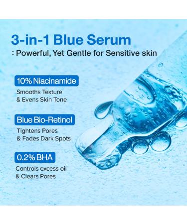 numbuzin No.3 retinol Serum | Blue Bio-Retinol Pore Refining Serum | Retinol Beginner Tightening Firming BHA Niacinamide Peptide | 1.01 fl.0z (30ml) - Buy Online on GoSupps.com