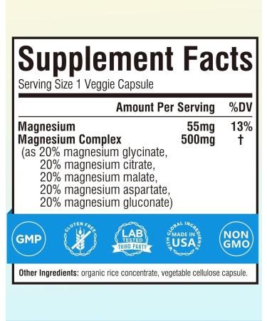 Terranics Magnesium Complex & Moringa Capsules Bundle - 500mg 5 Forms Magnesium Glycinate Citrate Malate Aspartate Gluconate + 11300mg Pure Moringa Leaf Powder 120 Caps + 240 Caps - Buy Online on GoSupps.com